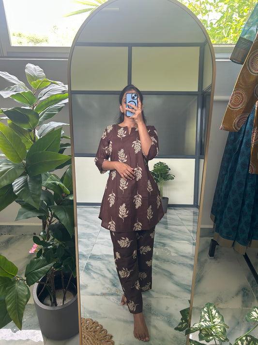 Heera - Dark Brown Night Suit