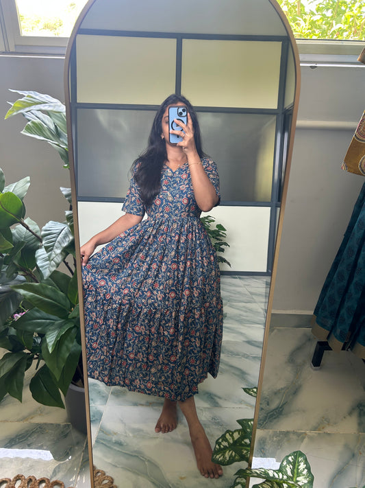 Kayal- Blue Floral Midi Nighty