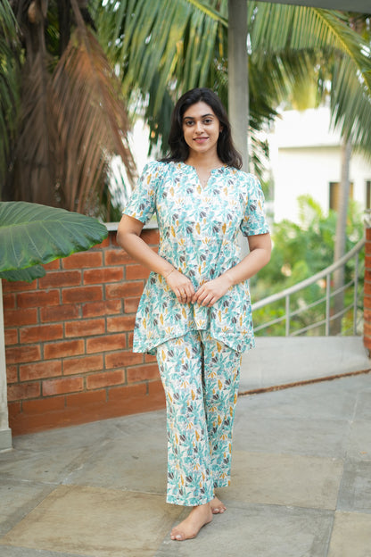 Heera - White Printed Night Suit