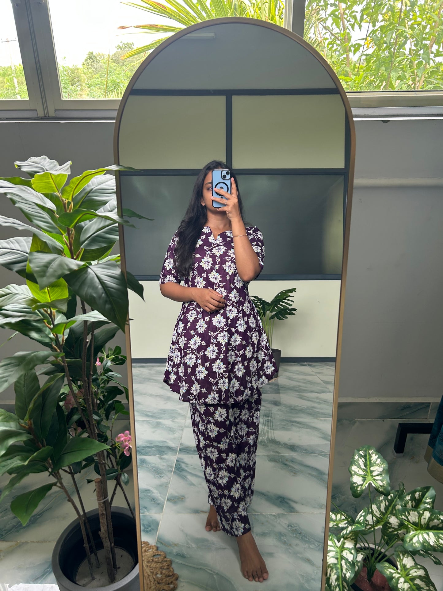 Heera - Dark Violet Night Suit