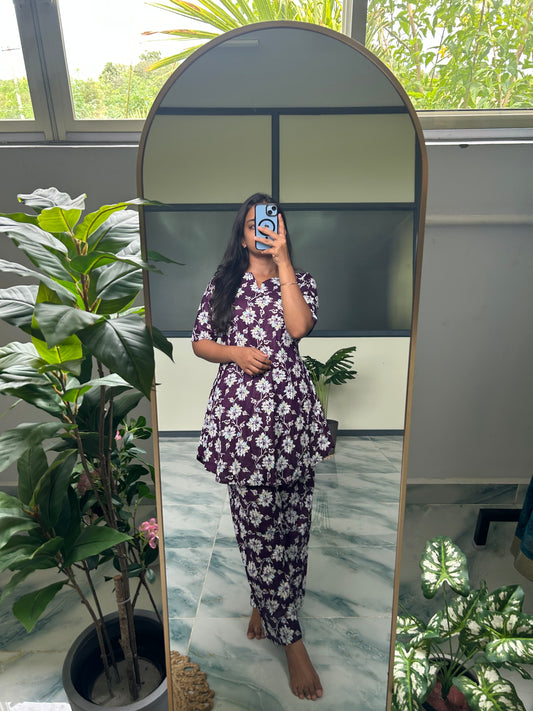 Heera - Dark Violet Night Suit