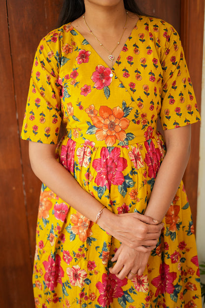 Malar - Yellow Zipless Maxi Nighty