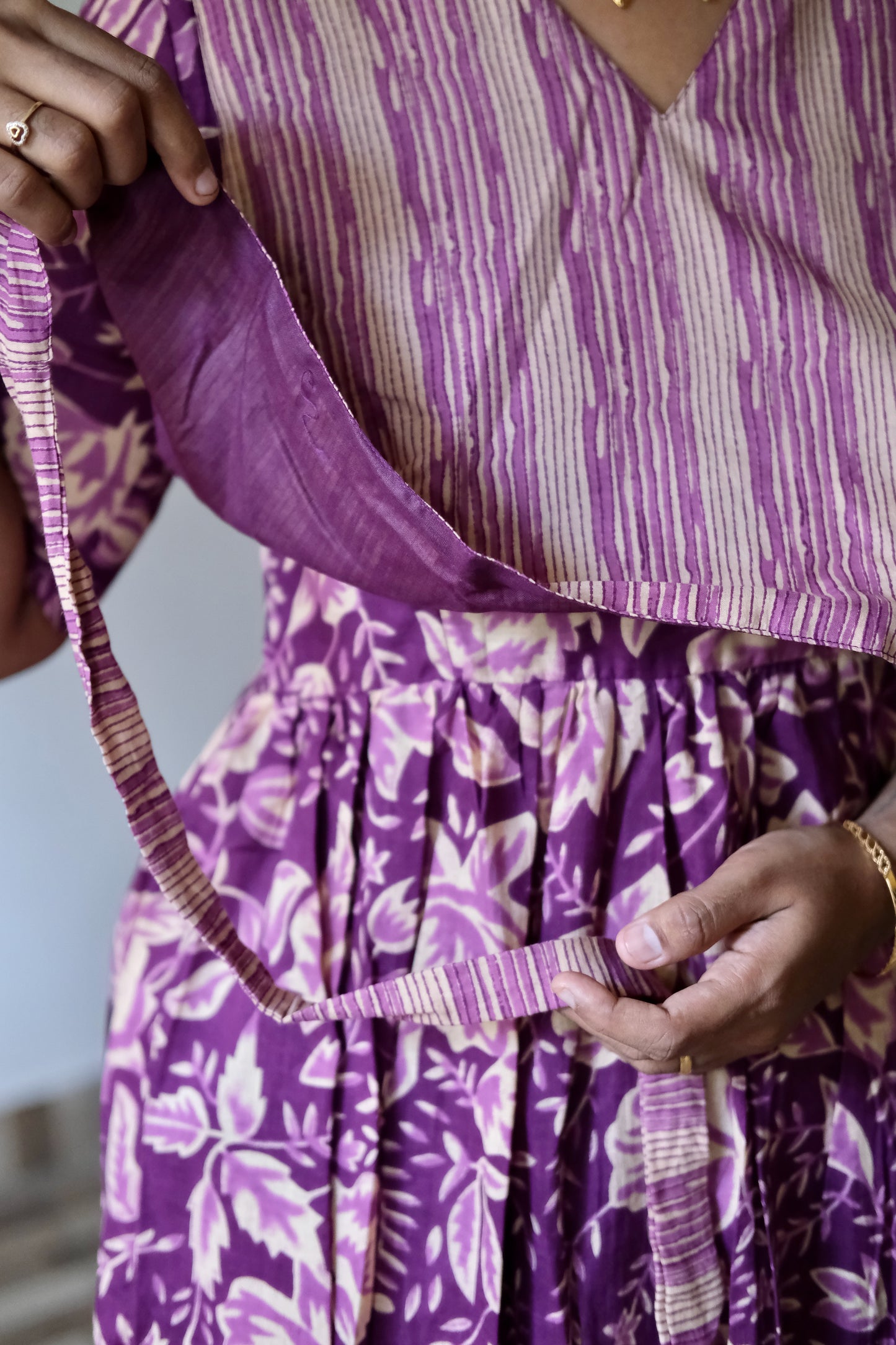 Kuyili -  Plum Tie Up Cover Maxi Nighty