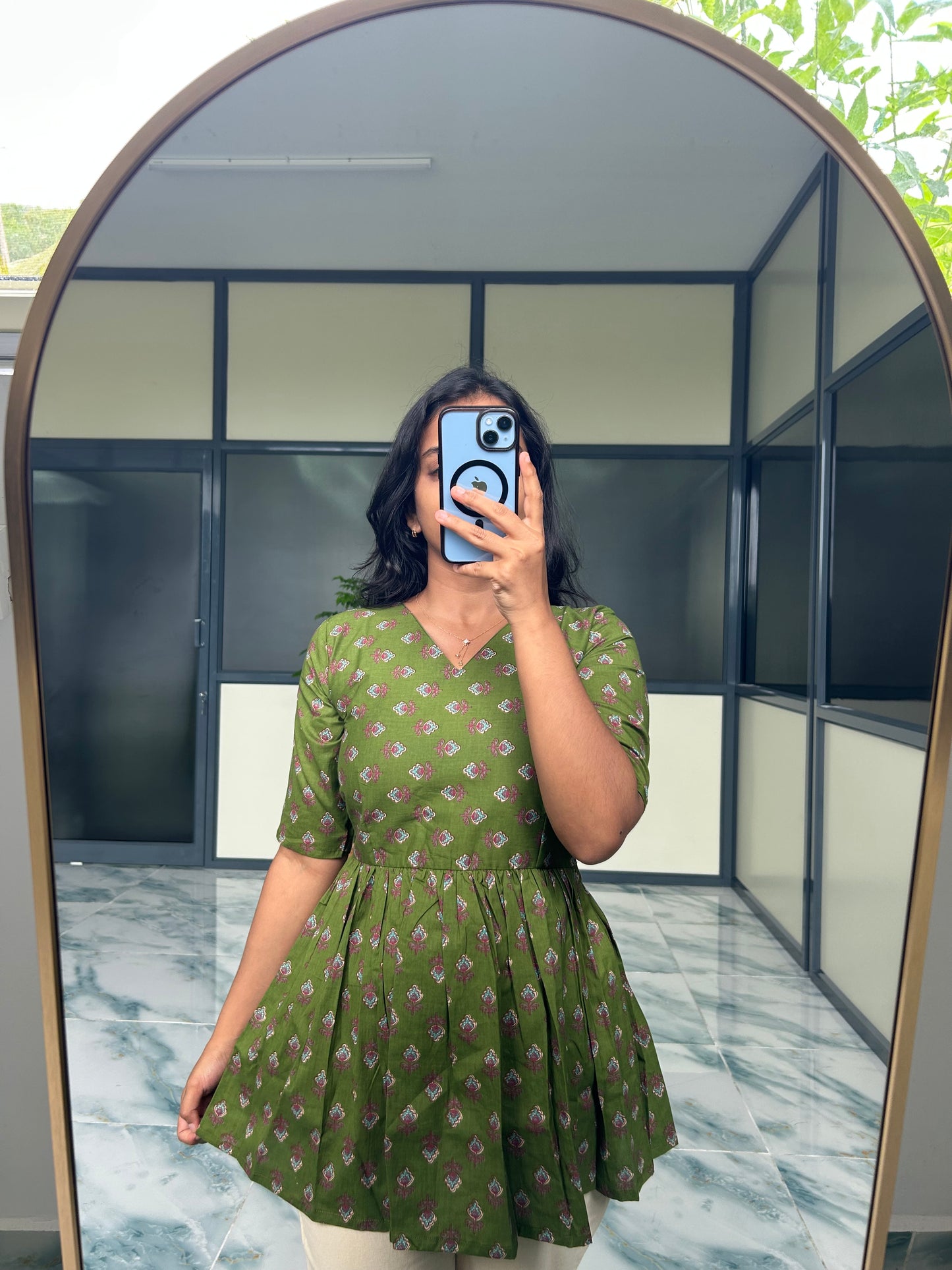 Isha -  Emerald Green Peplum Top