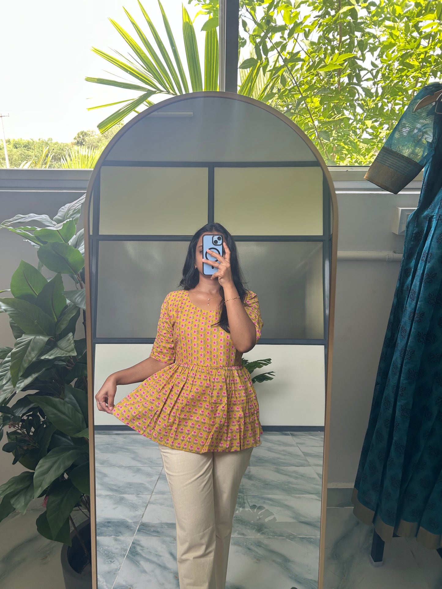 Isha -  Mustard Yellow Peplum Top