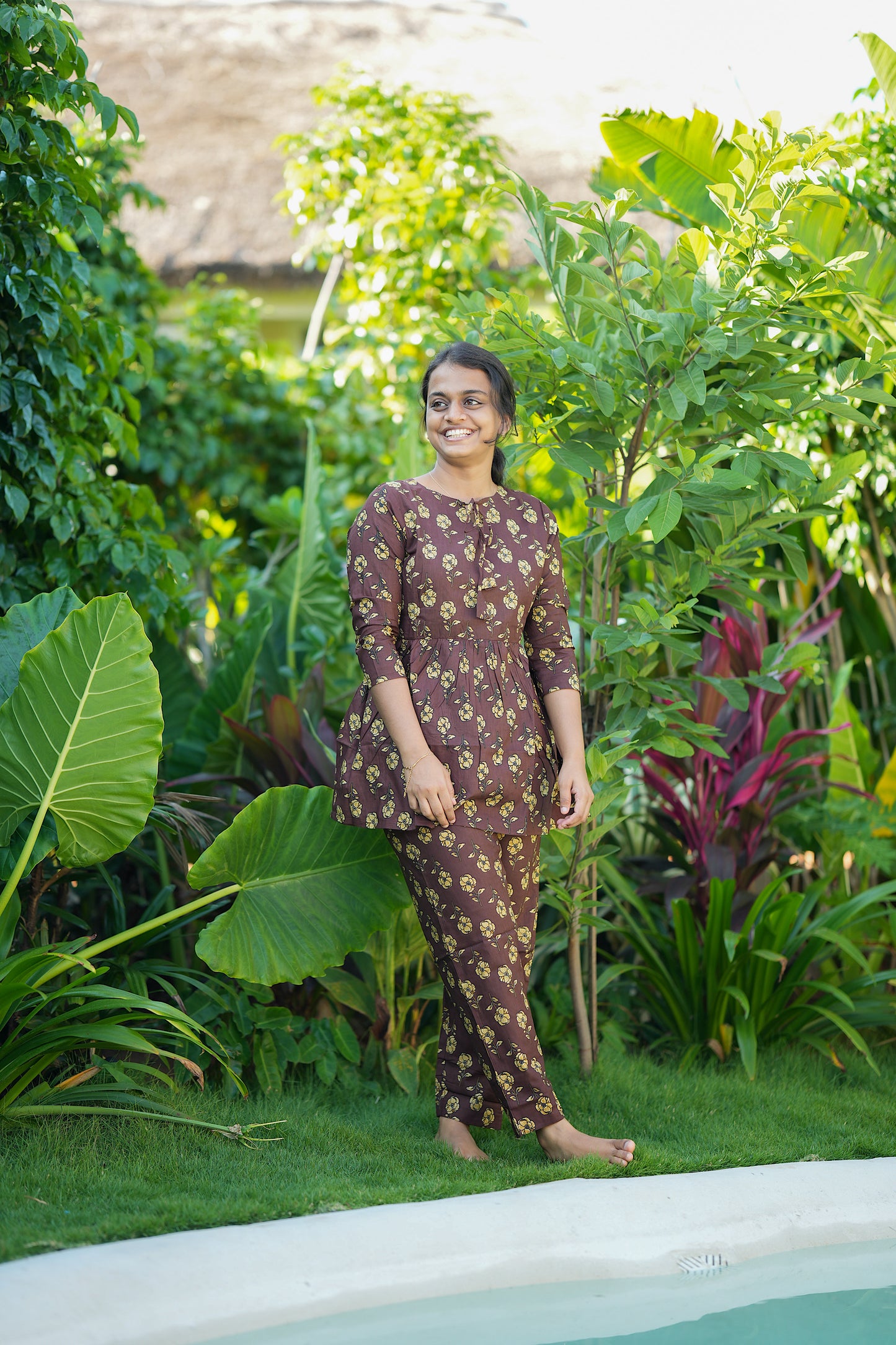 Ayla - Brown Peplum Night Suit