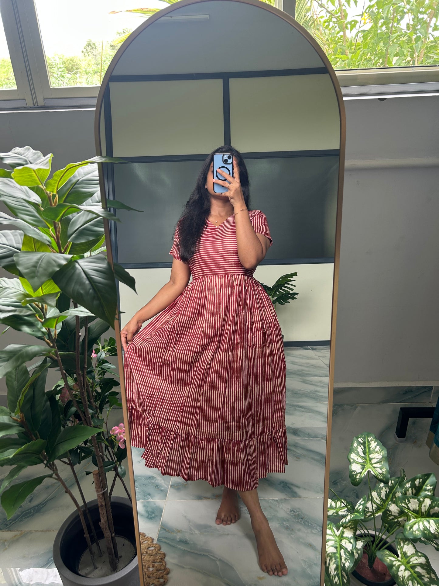 Harsha - Red Stripe Midi Dress