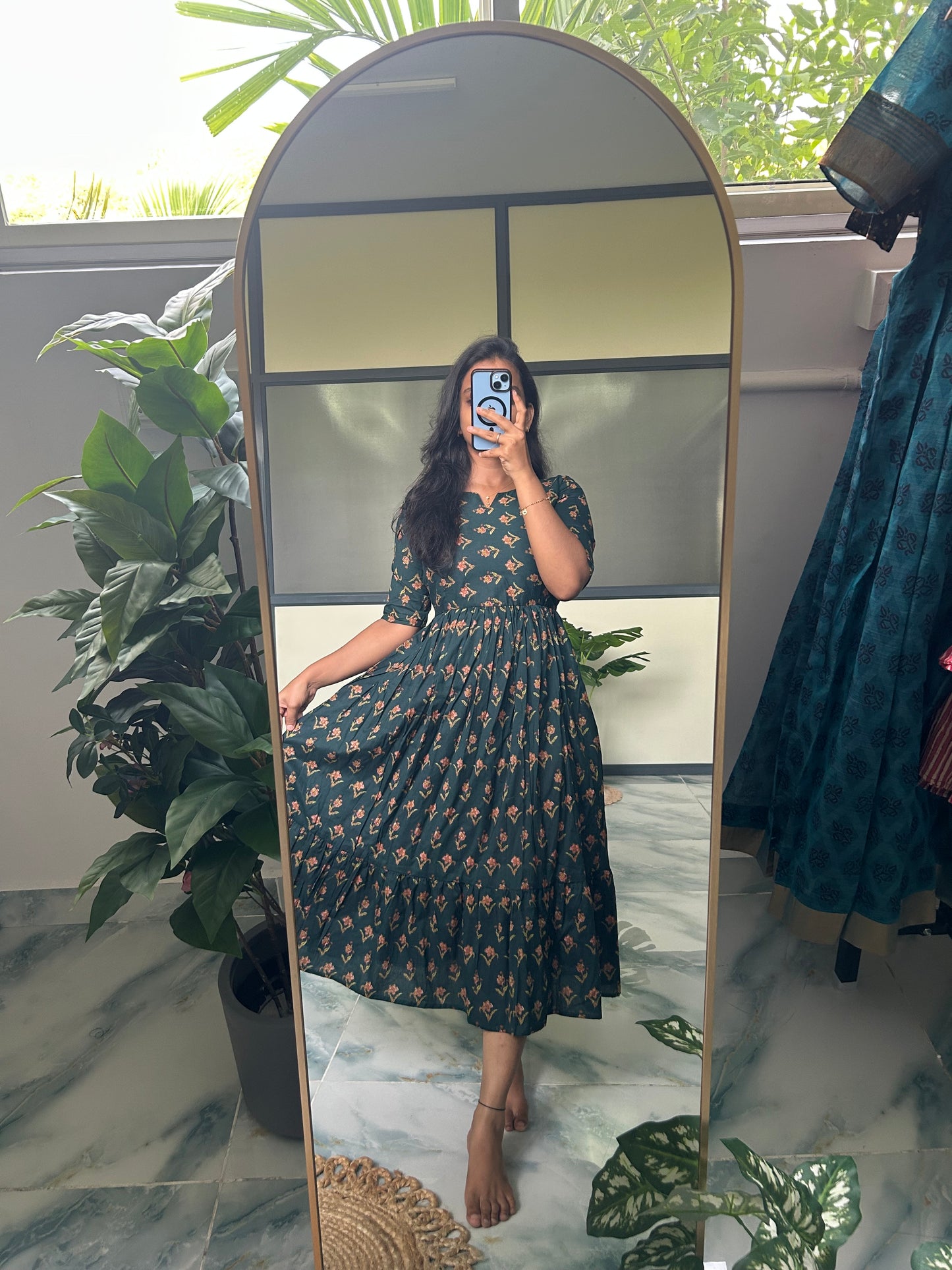 Harsha- Dark Green Midi Dress