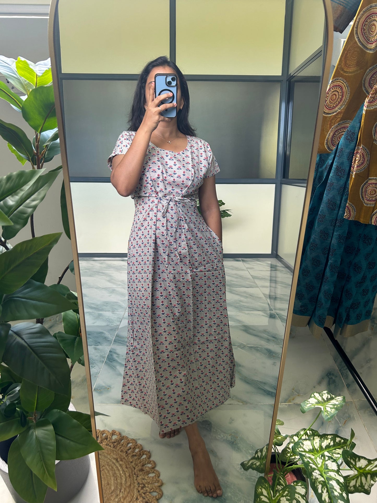 Tanvi - Light Gray Tie Nighty