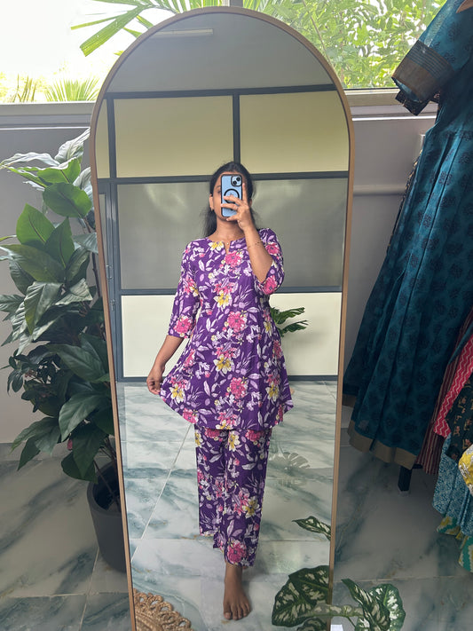 Heera - Purple Floral Night Suit
