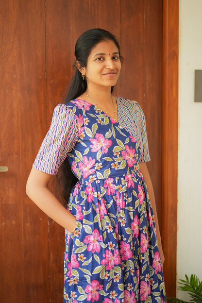 Malar - Navy Blue Zipless Maxi Nighty