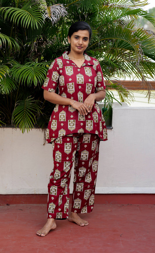 Veda - Maroon Night Suit