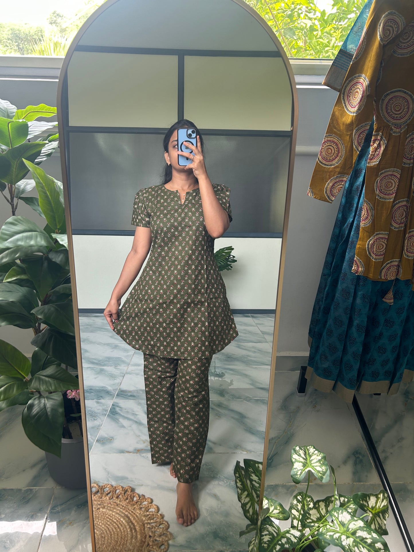 Heera - Olive Green Night Suit