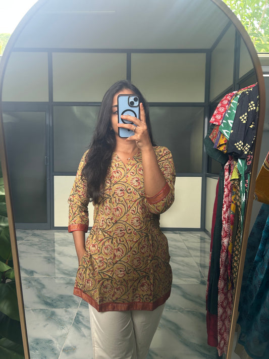 Meena - Mustard Floral Short Top