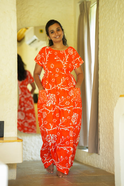 Sowbi - Orange Tie Pocket  Maxi Nighty