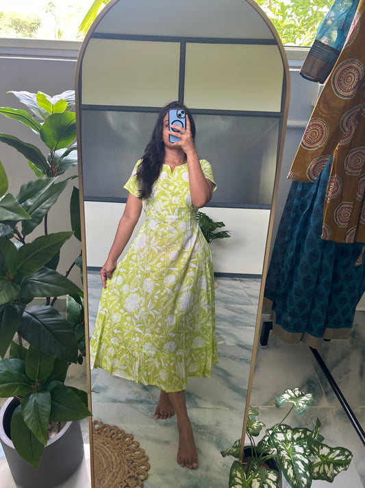 Tara -Light Green Aline Midi Nighty