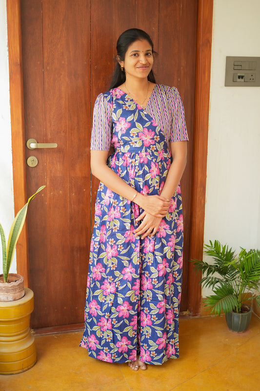 Malar - Navy Blue Zipless Maxi Nighty