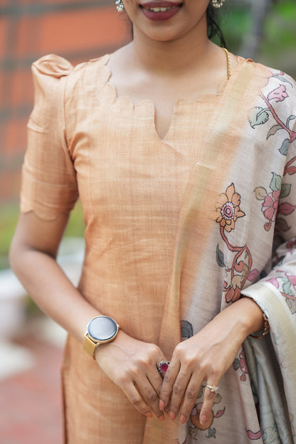 Kalika - Yellow 2 Pcs Tussar Kurti Set