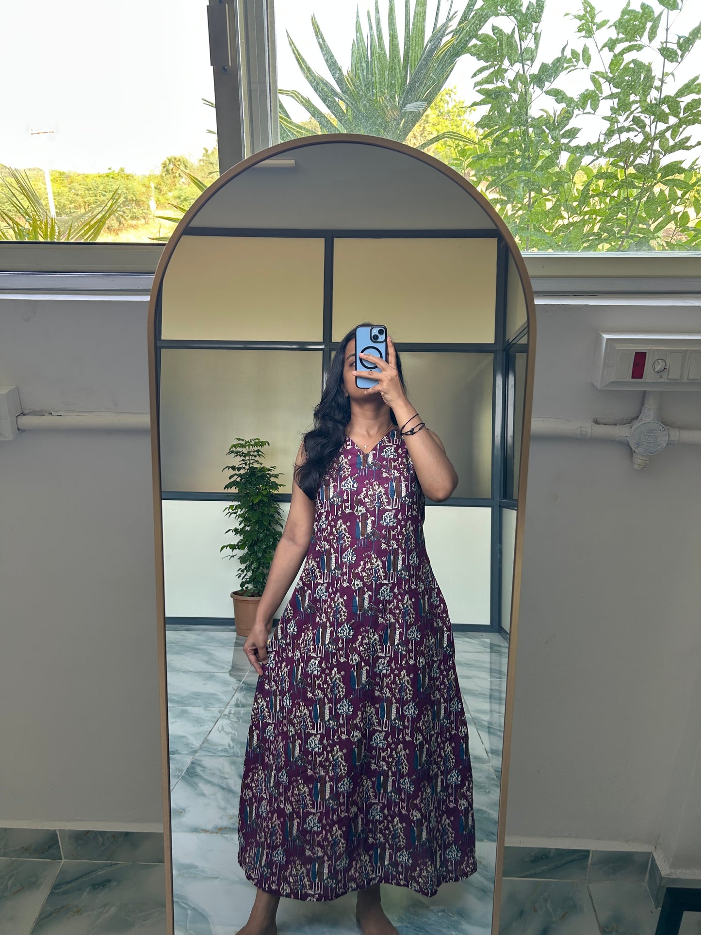 Tara - Purple Cotton Aline Maxi Nighty