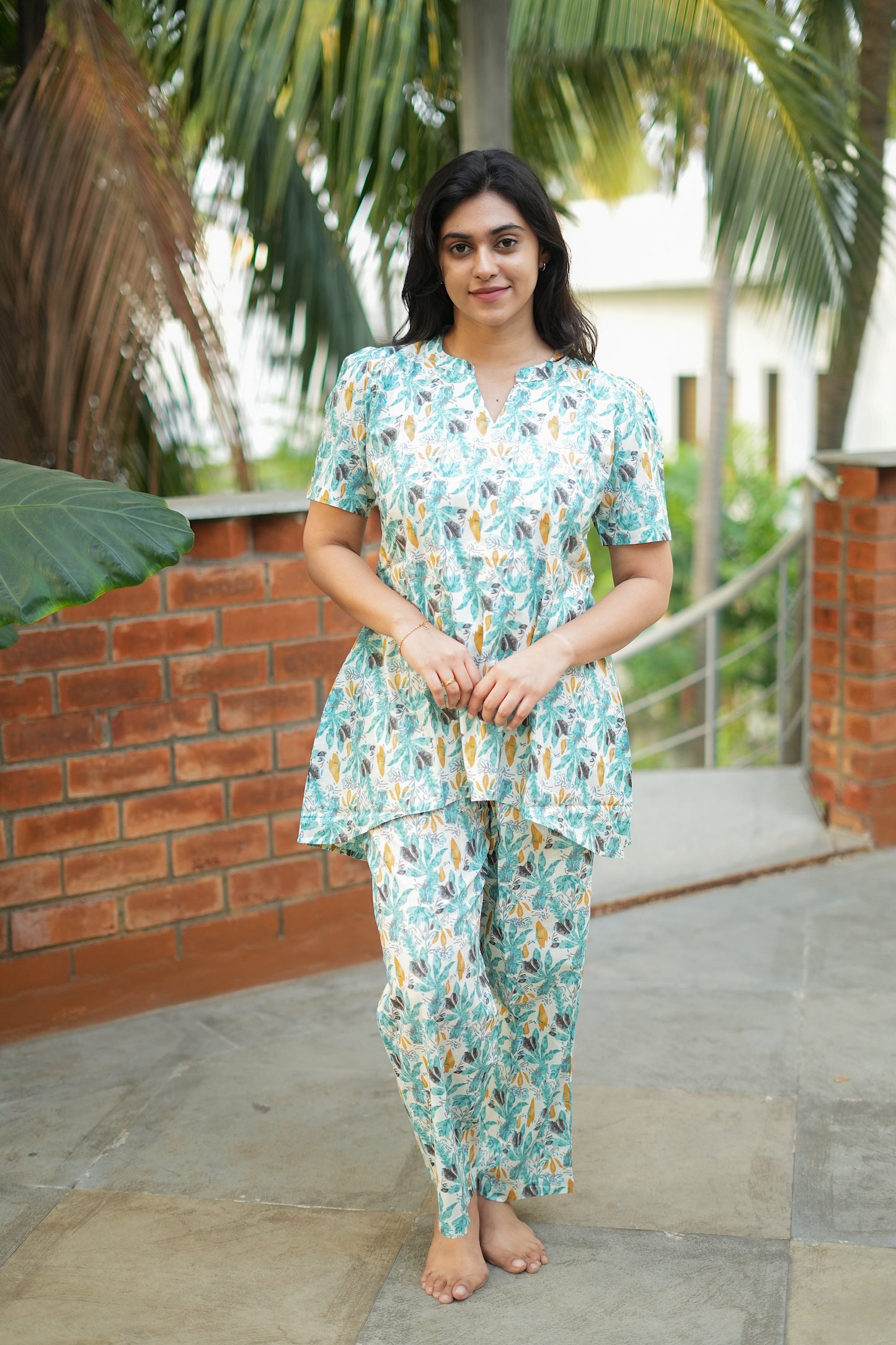 Heera - White Printed Night Suit