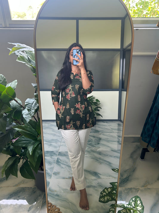 Meena - Dark Green Short Top