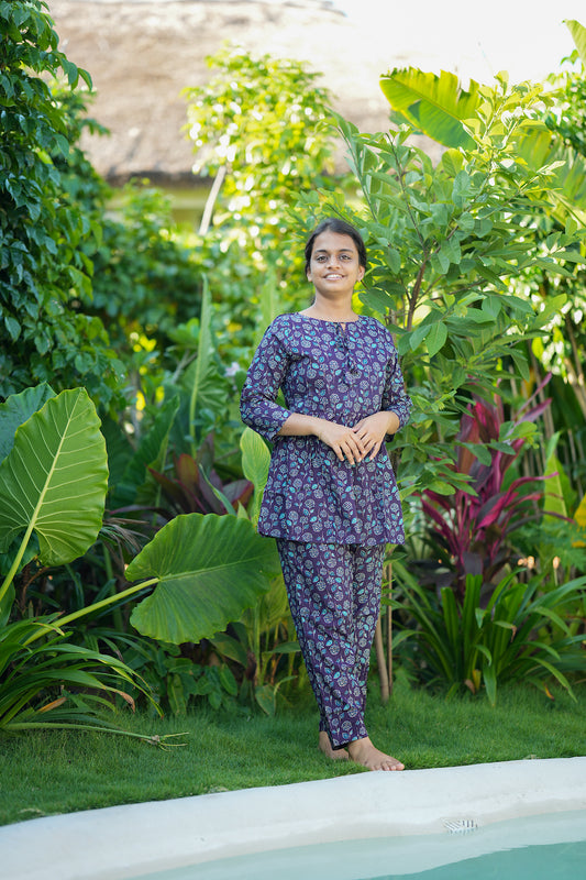 Ayla - Blue Peplum Night Suit