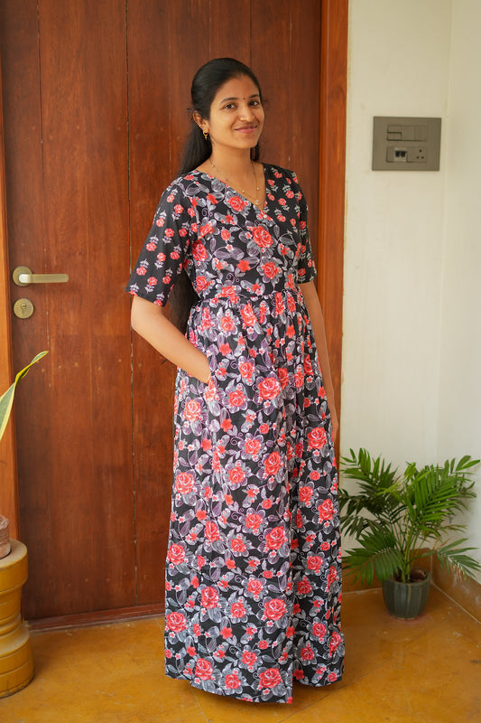 Malar - Black Zipless Maxi Nighty