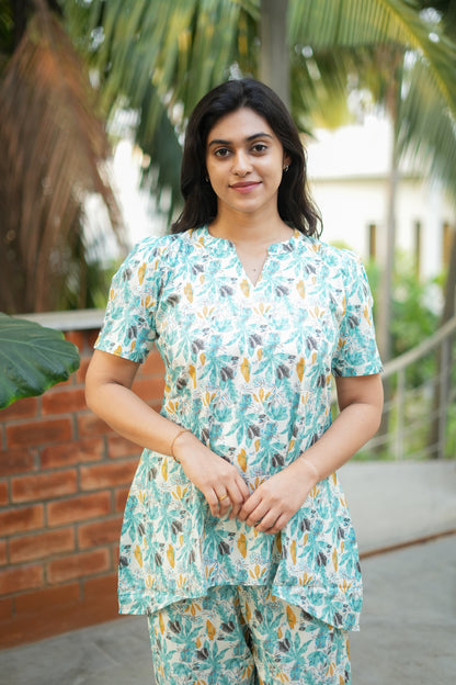 Heera - White Printed Night Suit