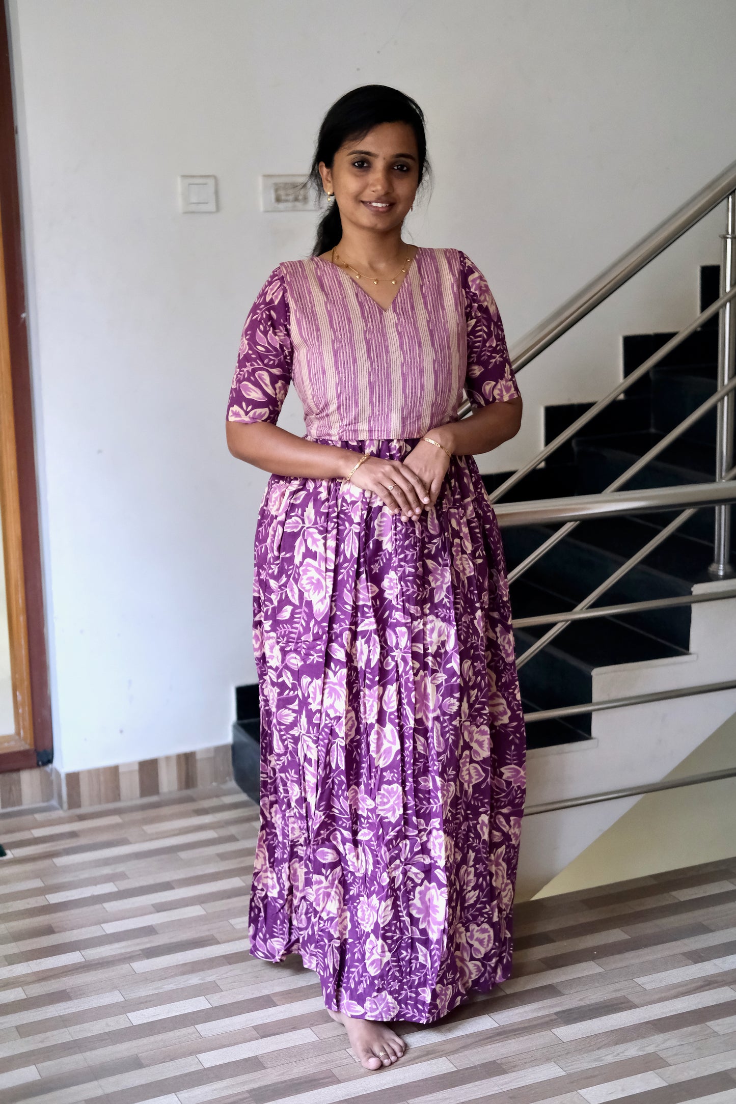 Kuyili -  Plum Tie Up Cover Maxi Nighty