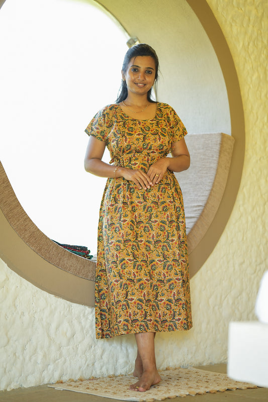 Tanvi - Mustard Tie Nighty