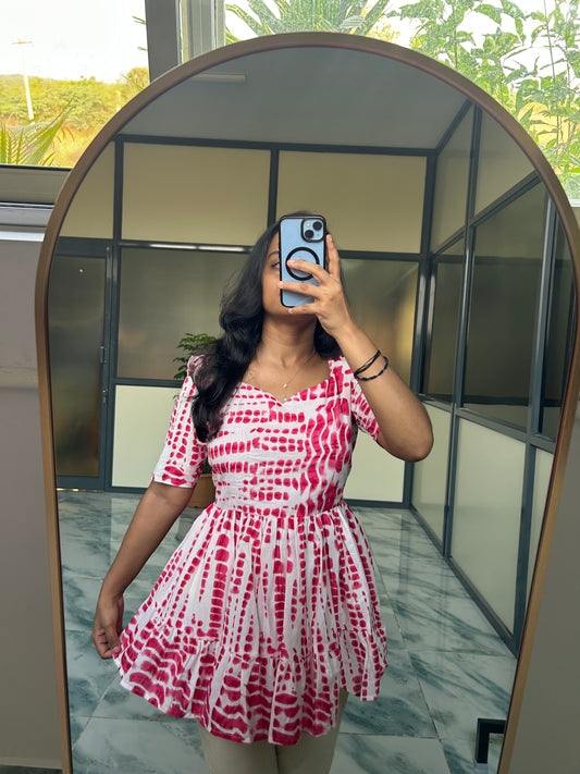 Sara - Pink Nyra Cut Peplum Top
