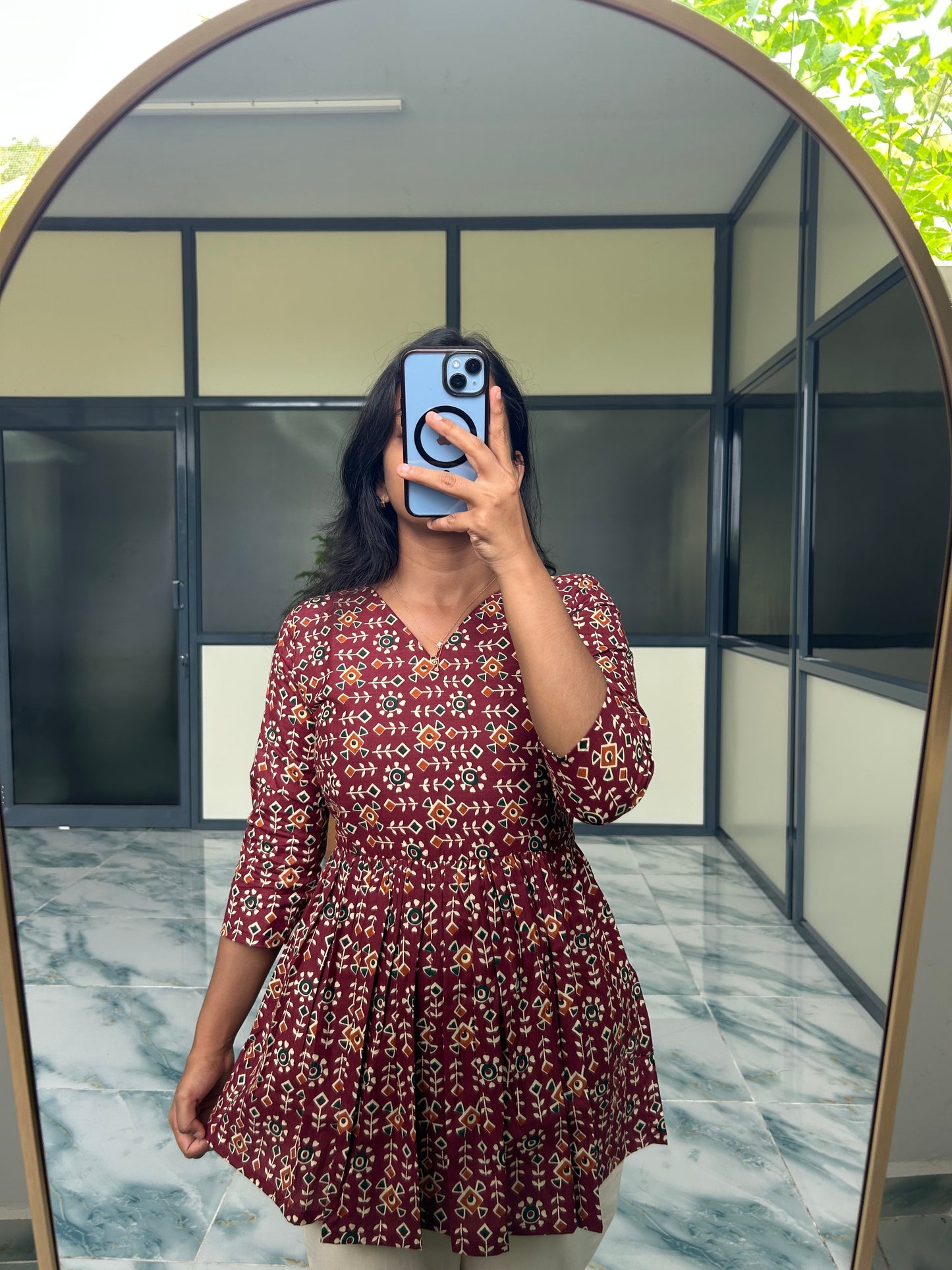 Isha -  Dark Maroon Peplum Top