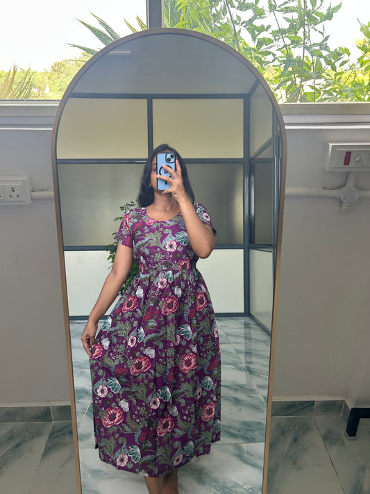 Kayal - Dark Purple Midi Nighty