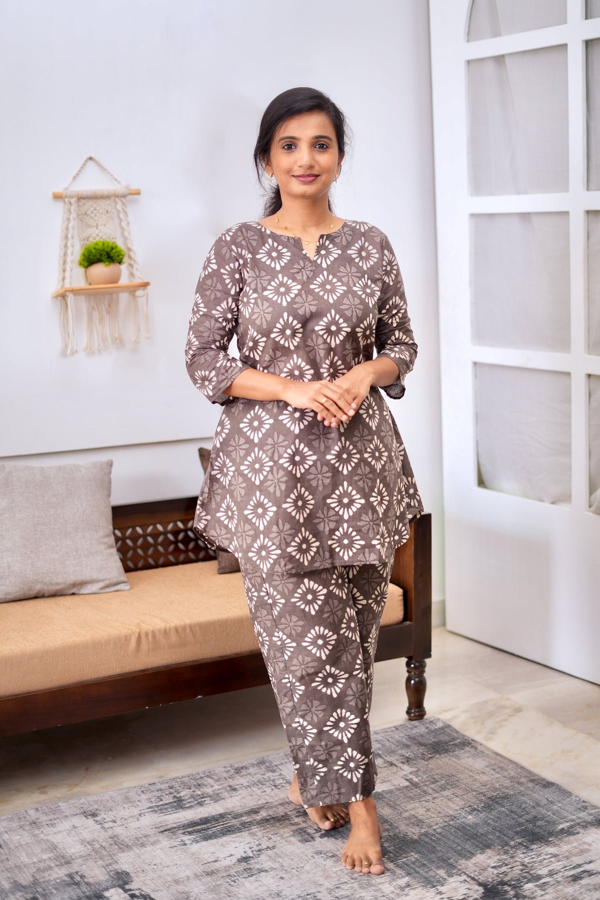 Heera - Brownish Grey Night Suit