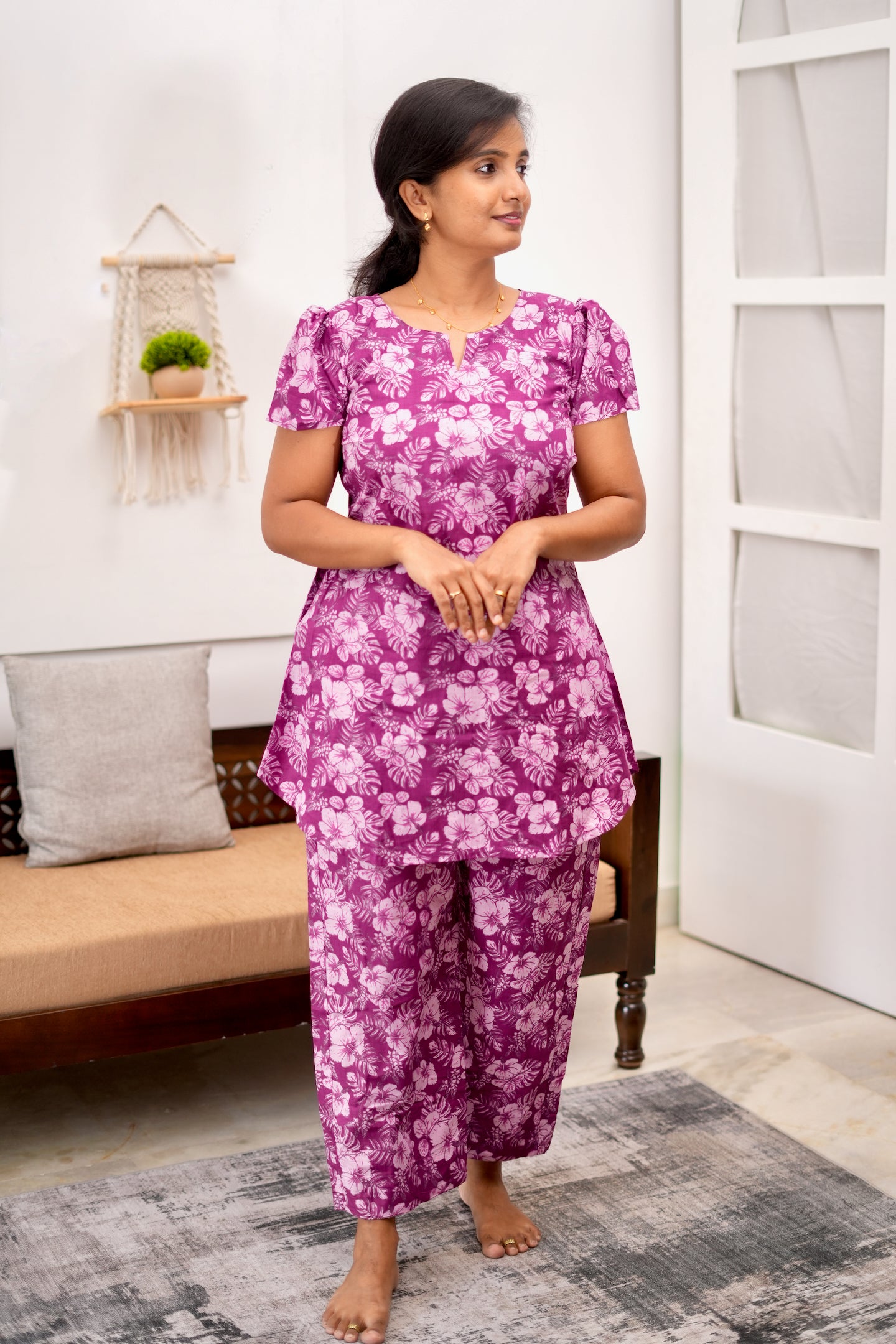 Heera - Magenta Pink Night Suit