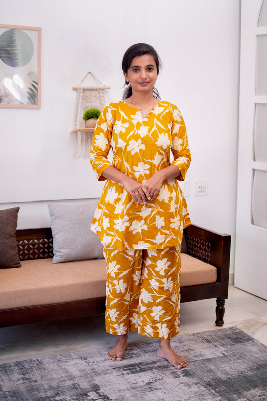 Heera - Mustard Yellow Night Suit