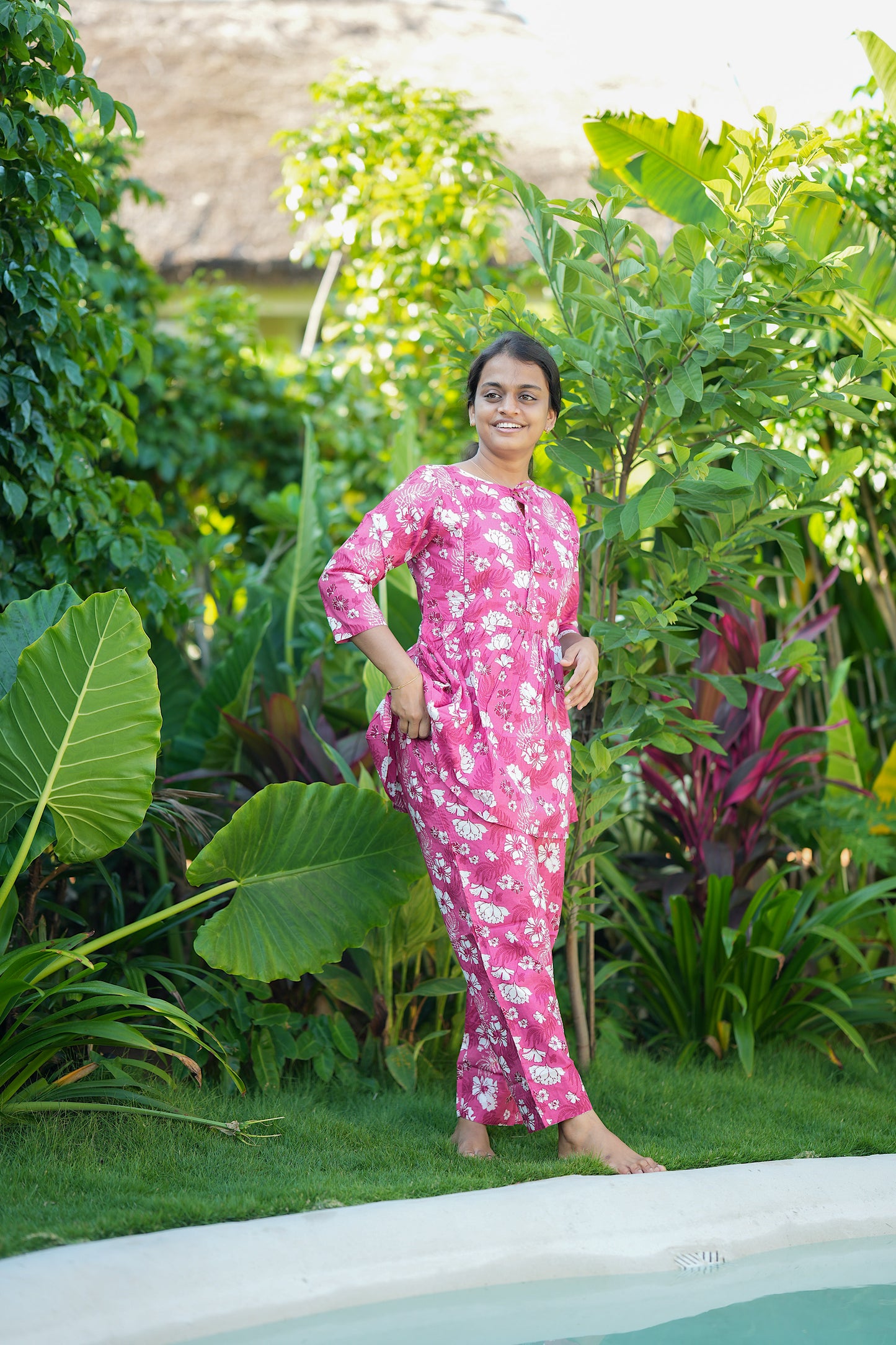 Ayla - Pink Peplum Night Suit