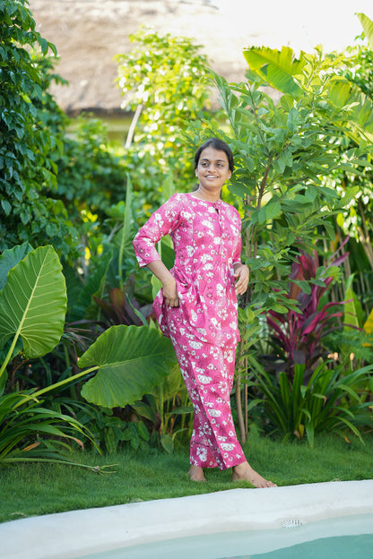 Ayla - Pink Peplum Night Suit