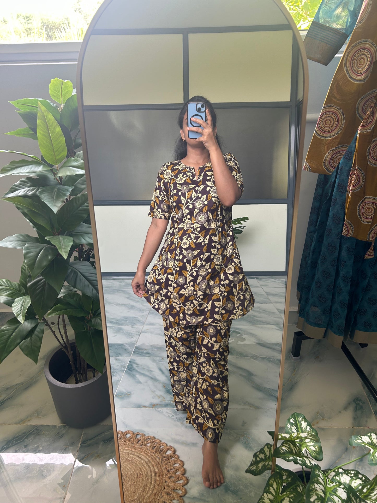Heera - Brown Floral Night Suit