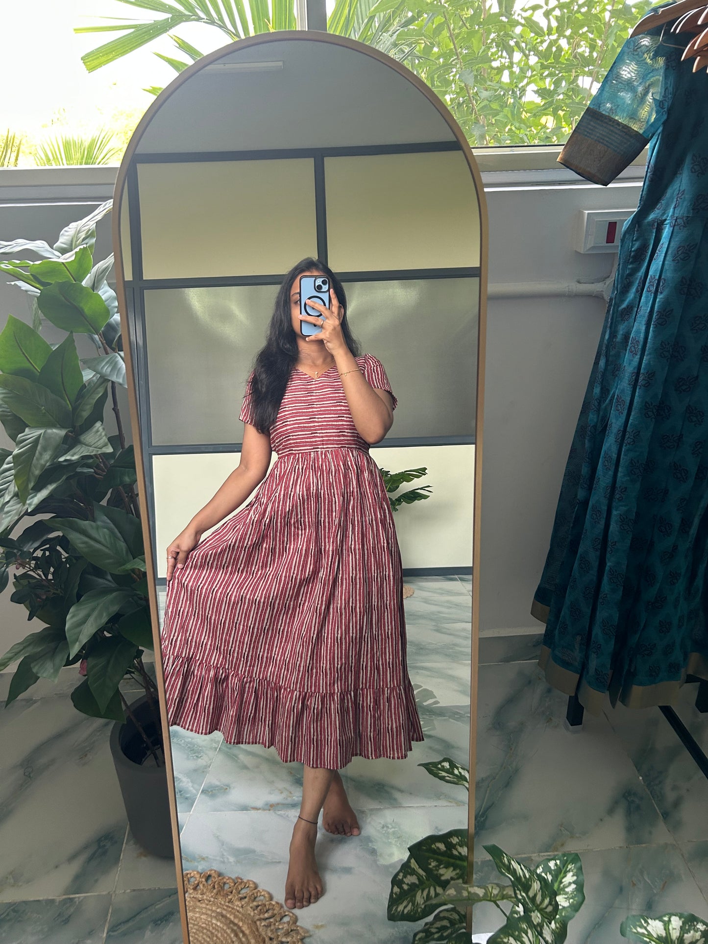 Harsha- Maroon Midi Dress