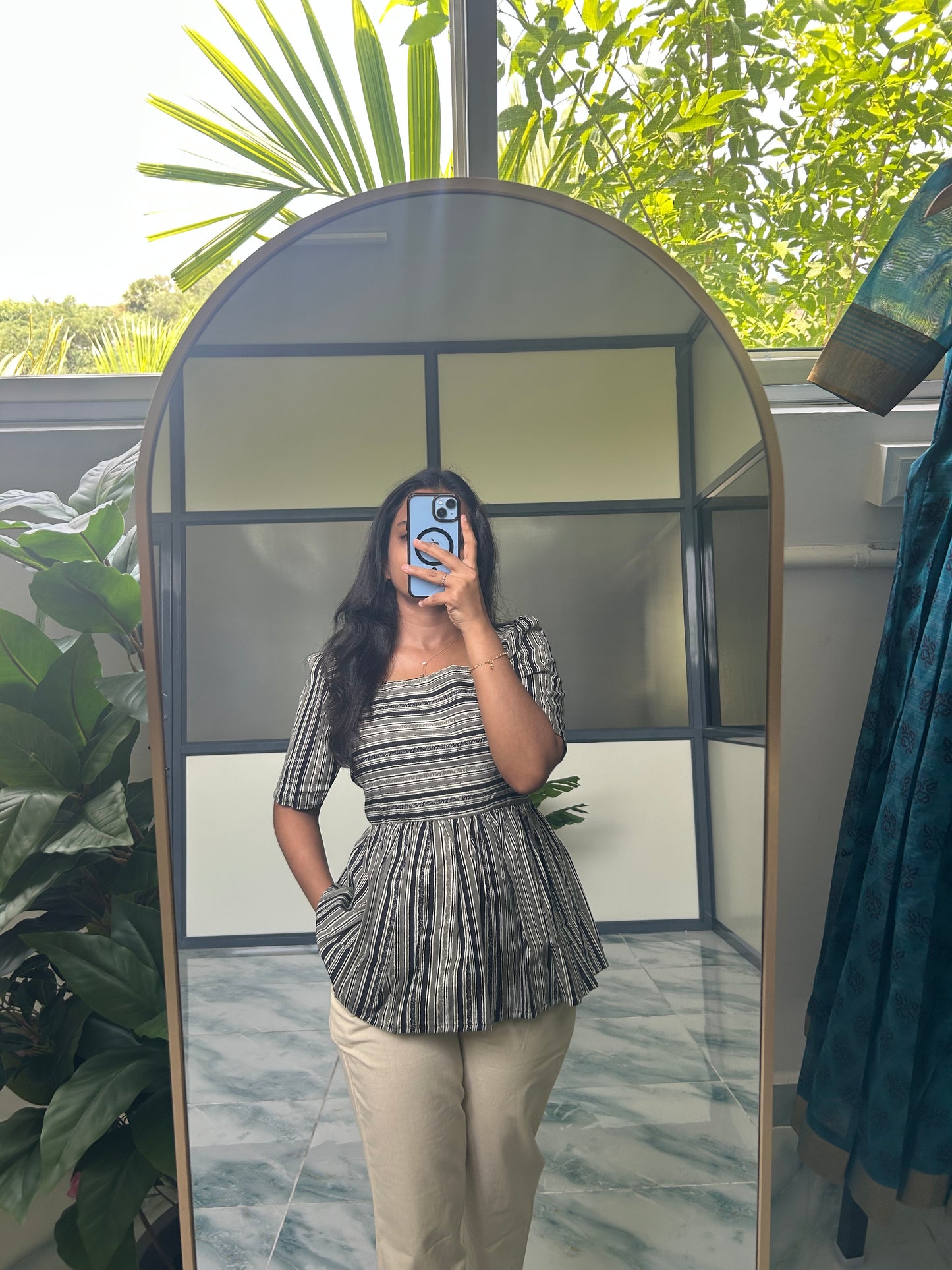 Isha - Gray Peplum Top