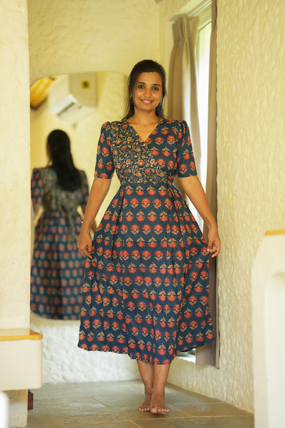 Varsha - Blue Zipless Midi Nighty