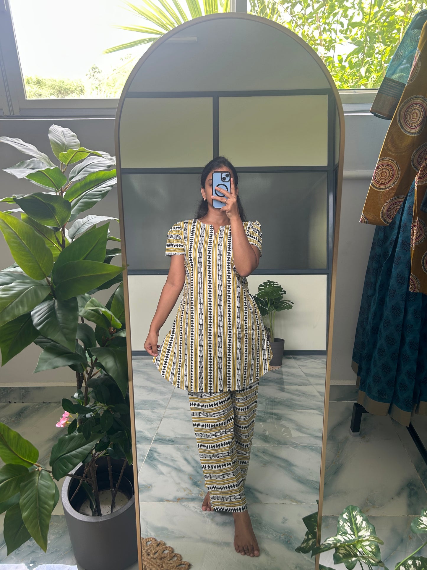 Heera - Yellow Stripe Night Suit