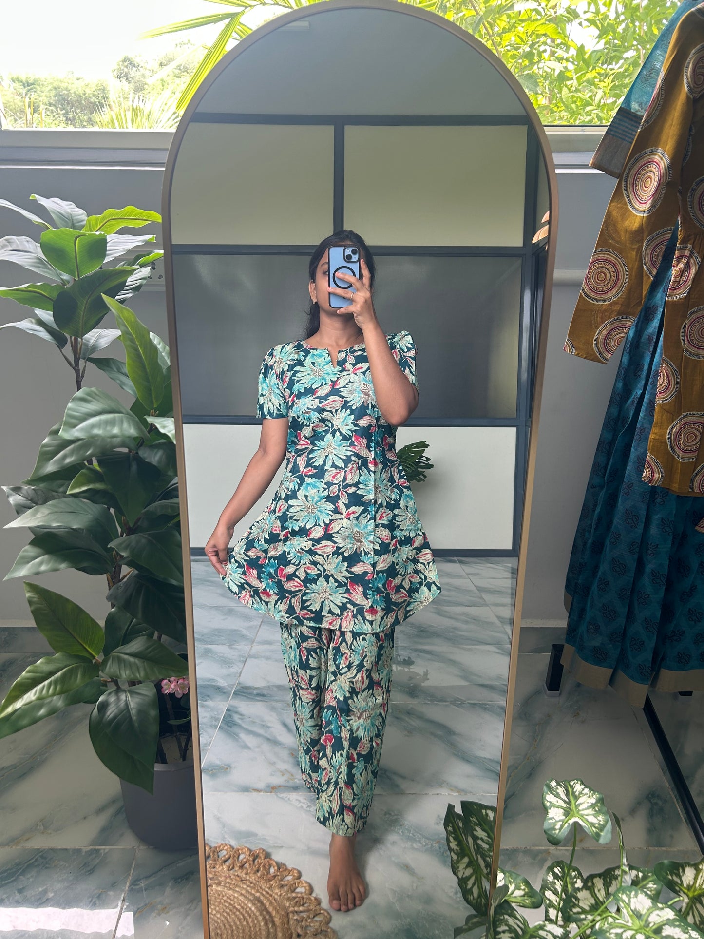Heera - Teal Blue Night Suit