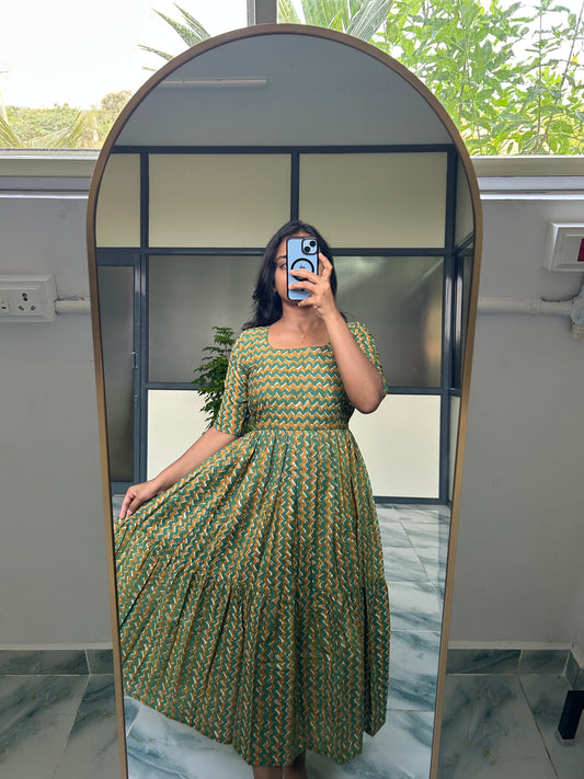 Harsha - Olive Green Midi Dress