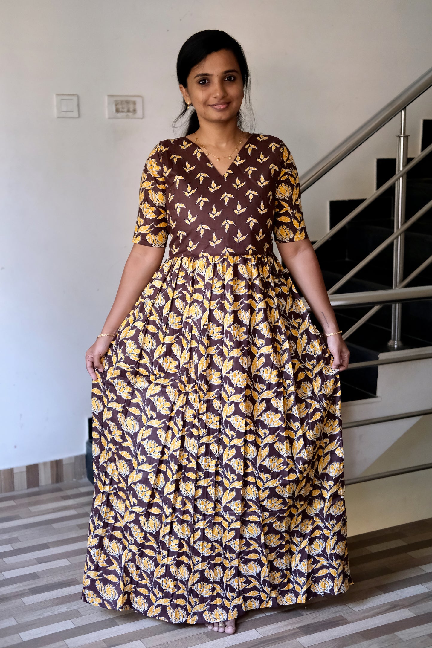 Kuyili - Brown Tie Up Cover Maxi Nighty