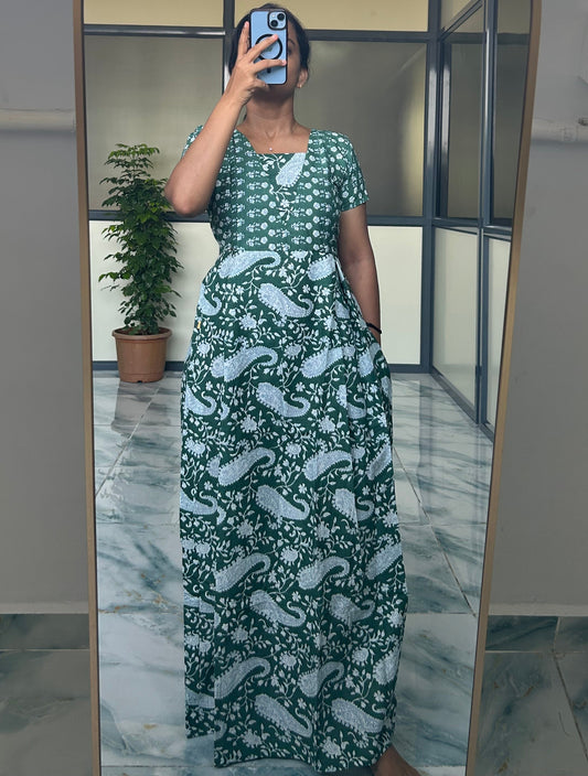 Nisha - Green Maxi Nighty