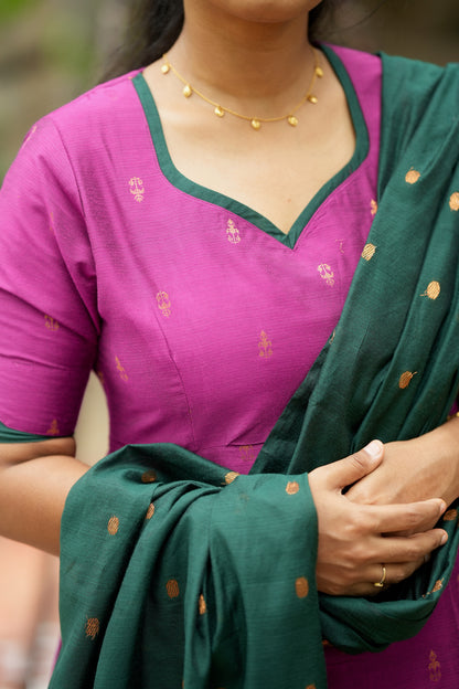 Vriksha - Purple Raw Silk 3pcs Anarkali
