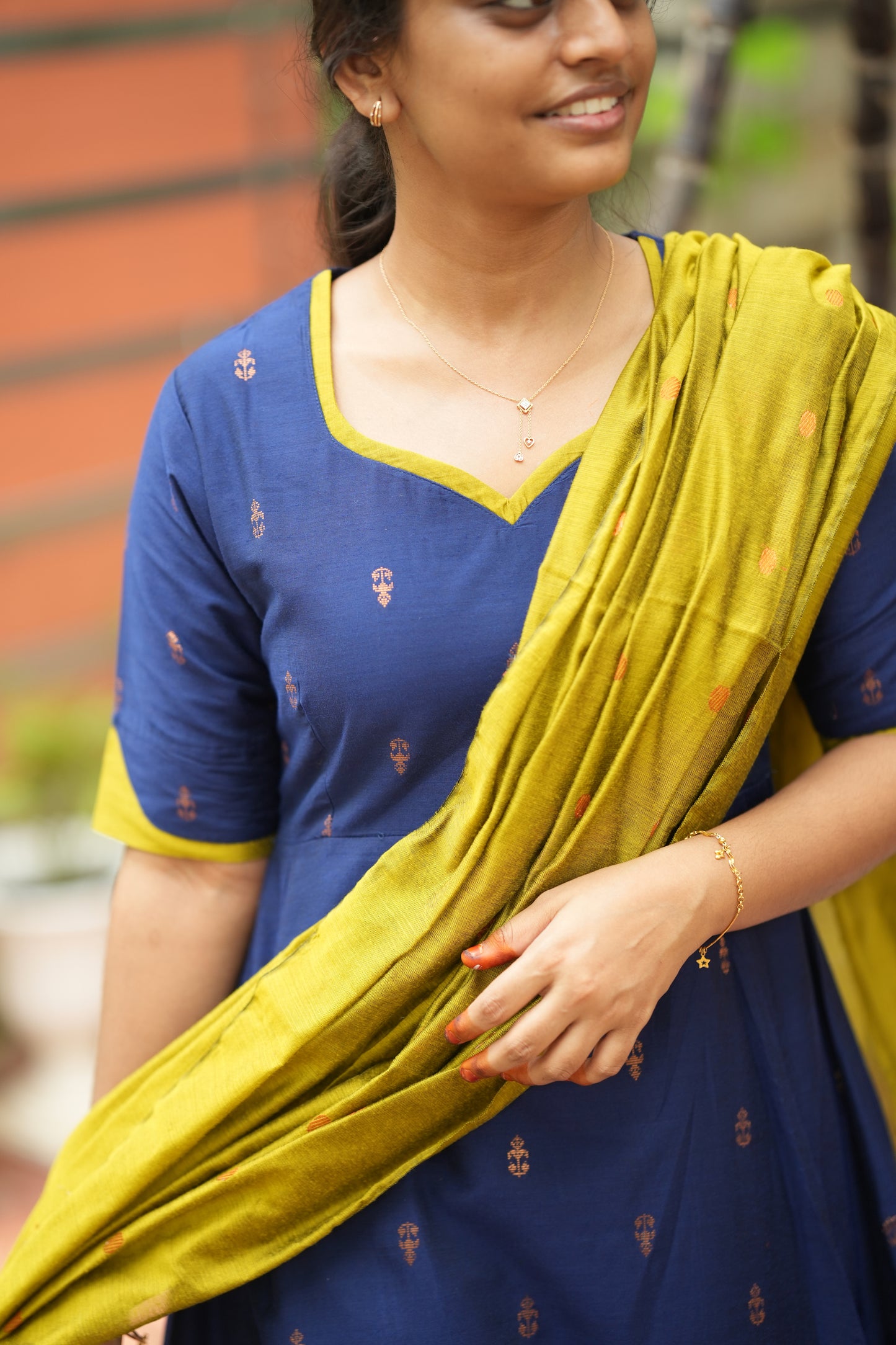 Vriksha - Blue Raw Silk 3pcs Anarkali