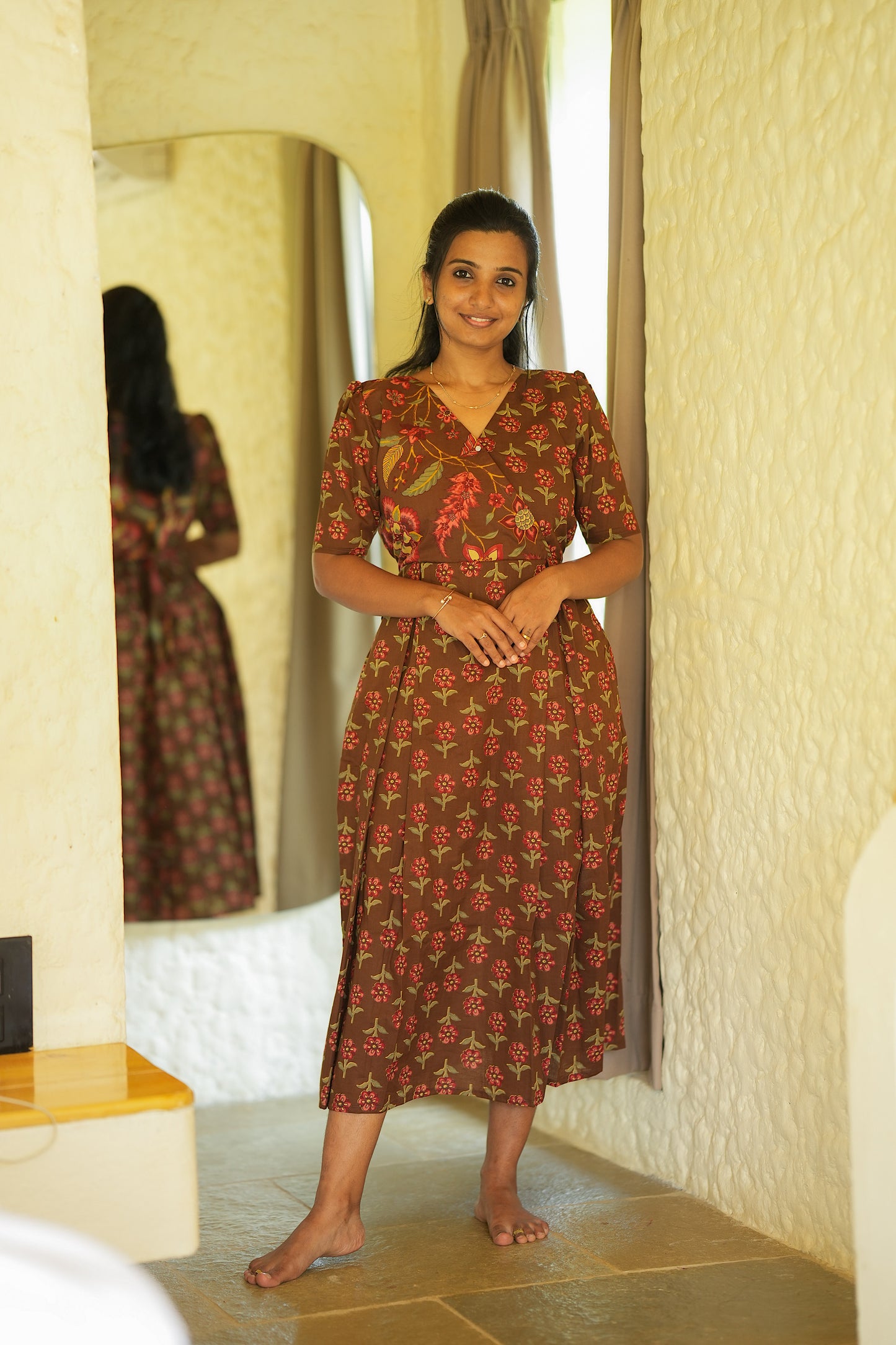 Varsha - Brown Zipless Midi Nighty